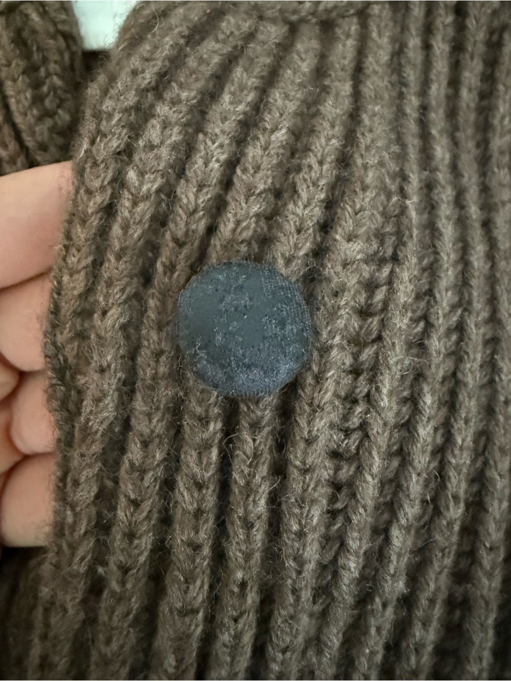 Barneys New York Chocolate Brown Ribbed Button-Up Cardigan - Picture 3 of 3
